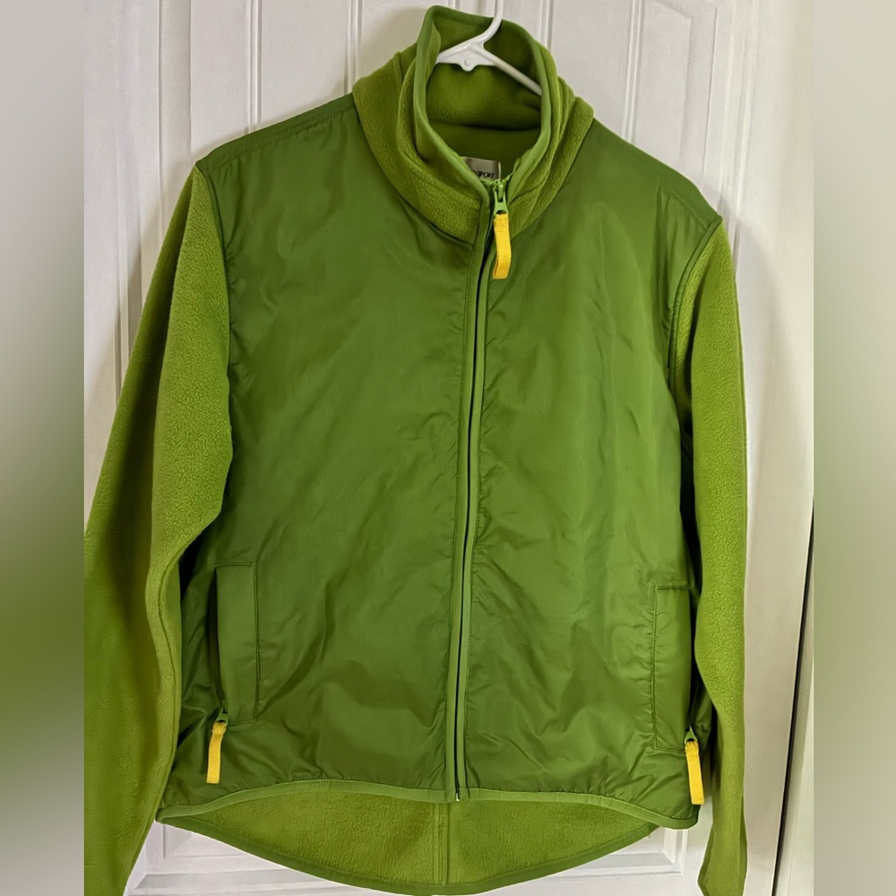 Jones New York Green Fleece Jacket with Yellow Zipper